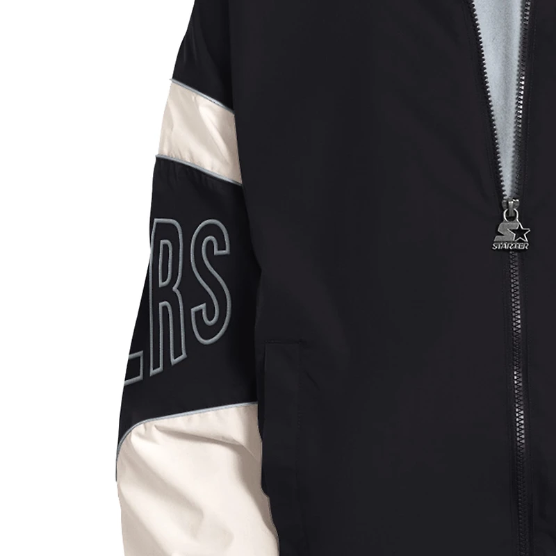 Men's Starter Black Las Vegas Raiders The Gust Full-Zip Hooded Jacket