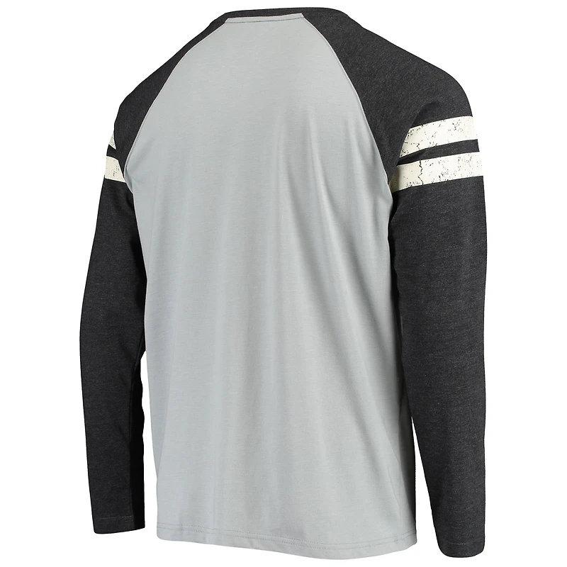 T-shirt à manches longues raglan Starter argent/noir Las Vegas Raiders Throwback League pour homme