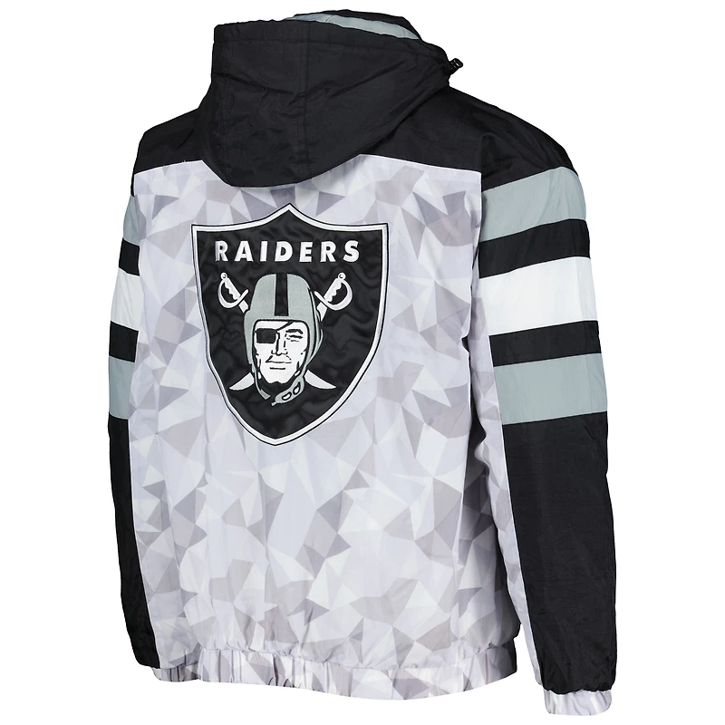 Veste à capuche demi-glissière Las Vegas Raiders Thursday Night Gridiron Raglan Starter pour homme, blanc/noir