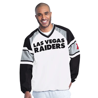 Men's Starter White Las Vegas Raiders Infield Play Raglan Pullover Jacket