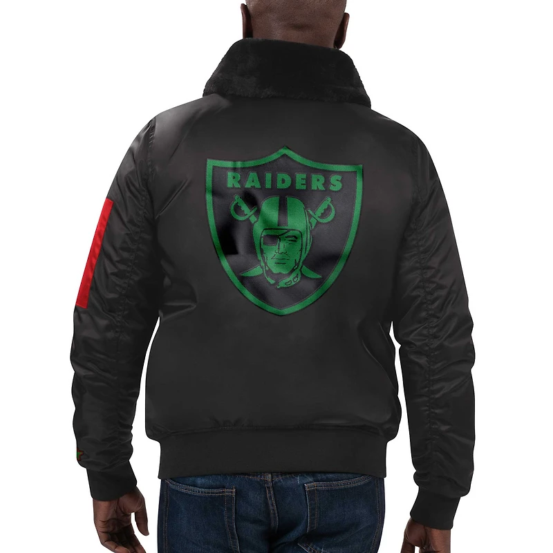 Veste Starter x Ty Mopkins Black pour homme Las Vegas Raiders History Month Satin Full-Zip Jacket