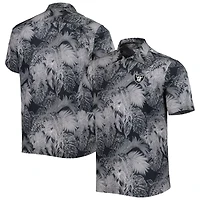 Men's Tommy Bahama Black Las Vegas Raiders Coast Luminescent Fronds Camp IslandZone Button-Up Shirt