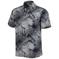 Chemise boutonnée pour homme Tommy Bahama Black Las Vegas Raiders Coast Luminescent Fronds Camp IslandZone