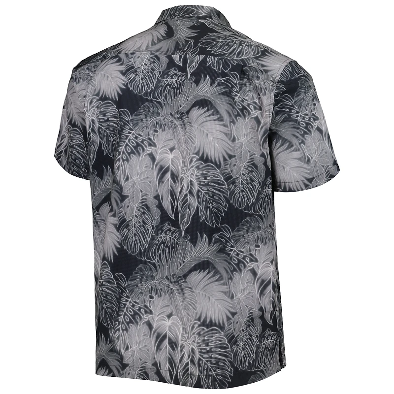 Men's Tommy Bahama Black Las Vegas Raiders Coast Luminescent Fronds Camp IslandZone Button-Up Shirt