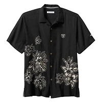 Chemise boutonnée Tommy Bahama noire pour homme, motif hibiscus des Raiders de Las Vegas