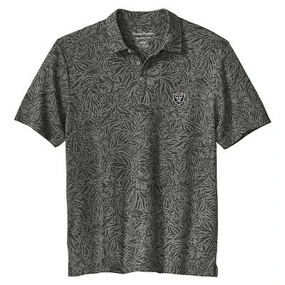 Polo Tommy Bahama noir pour homme, Las Vegas Raiders, IslandZone Wild Hibiscus Tri-Blend