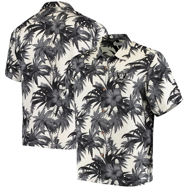 Chemise boutonnée Tommy Bahama Las Vegas Raiders Sport Harbor Island Hibiscus Camp pour homme