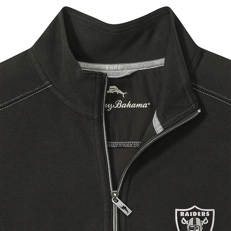 Men's Tommy Bahama  Black Las Vegas Raiders Sport Tobago Half-Zip Pullover