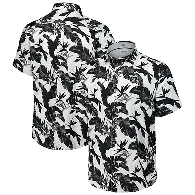 Men's Tommy Bahama Black Las Vegas Raiders Sunnyvale Blooms Camp Button-Up Shirt