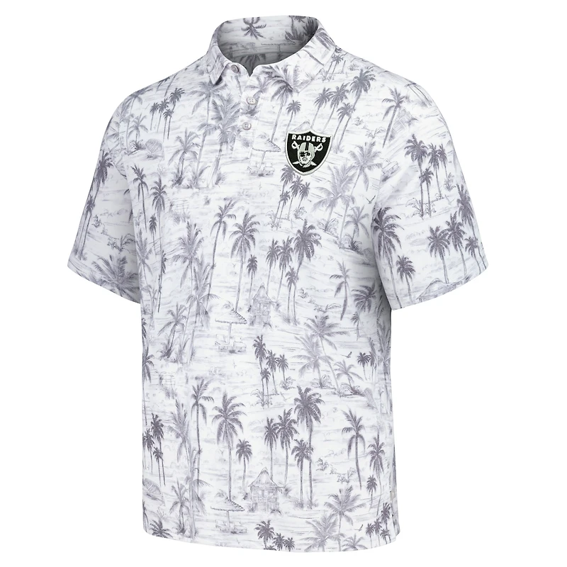 Polo tri-mélange Tommy Bahama pour hommes Las Vegas Raiders Cabana Shores IslandZone gris