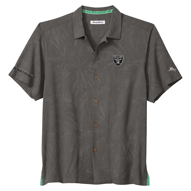 Men's Tommy Bahama  Gray Las Vegas Raiders Endzone Paradise COOLMAX Button-Up Shirt