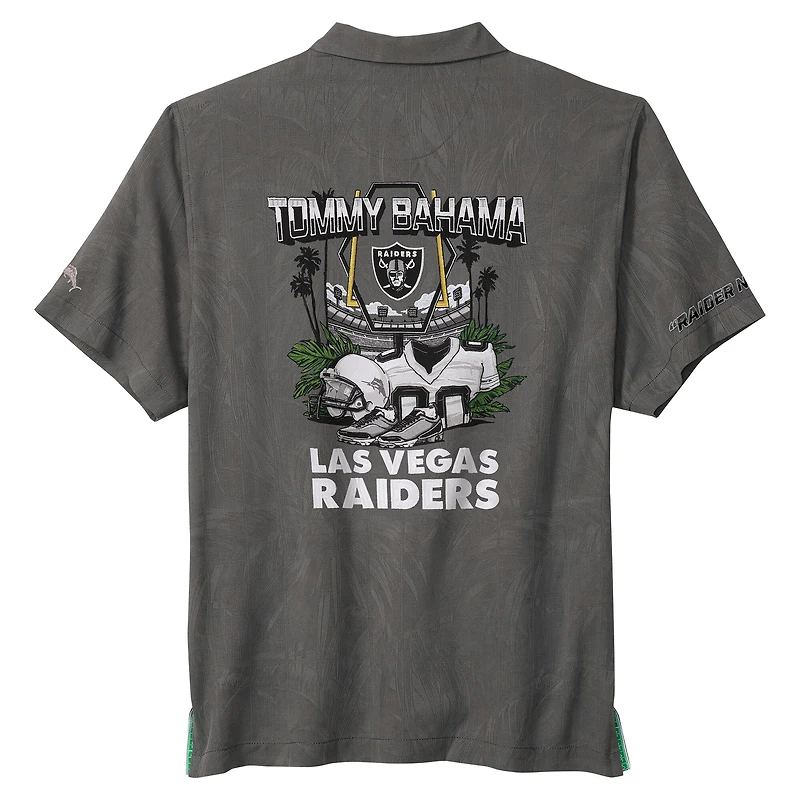 Men's Tommy Bahama  Gray Las Vegas Raiders Endzone Paradise COOLMAX Button-Up Shirt