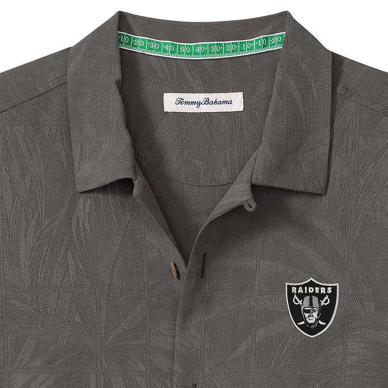 Men's Tommy Bahama  Gray Las Vegas Raiders Endzone Paradise COOLMAX Button-Up Shirt