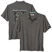 Men's Tommy Bahama  Gray Las Vegas Raiders Endzone Paradise COOLMAX Button-Up Shirt