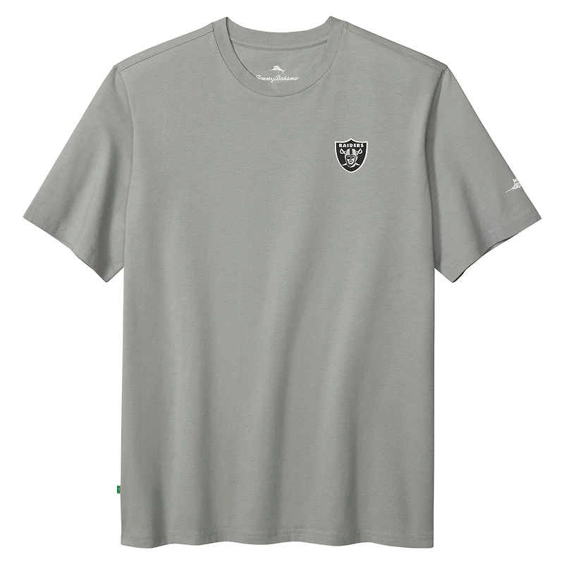 T-shirt Tommy Bahama gris pour homme, Las Vegas Raiders Huddle & Hang Tens