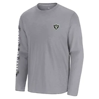 T-shirt à manches longues Tommy Bahama pour homme, gris, Las Vegas Raiders Oasis Endzone Lux