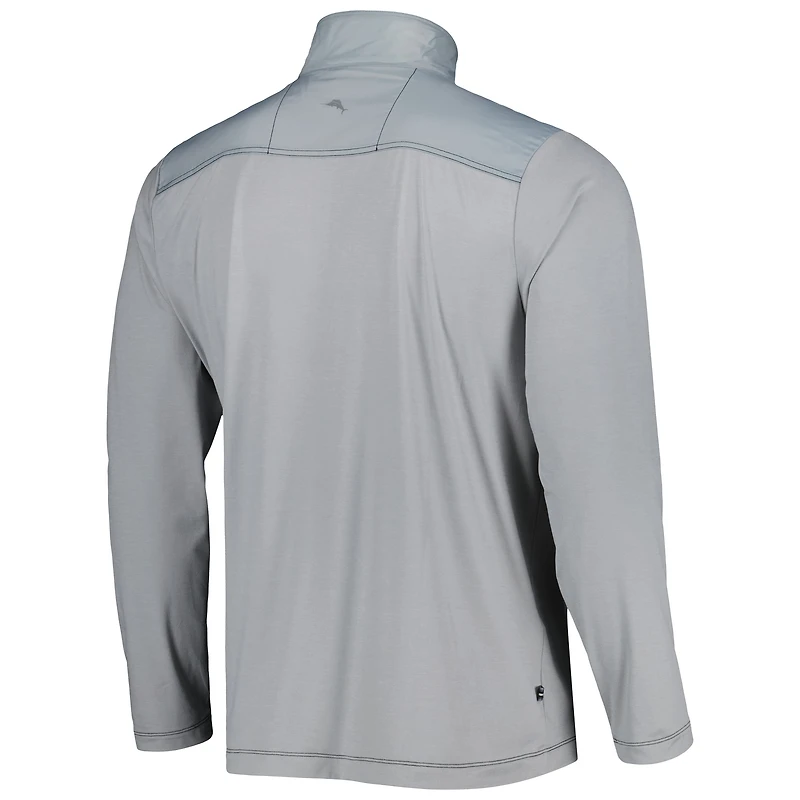 Men's Tommy Bahama Gray Las Vegas Raiders On Deck IslandZone Half-Zip Jacket