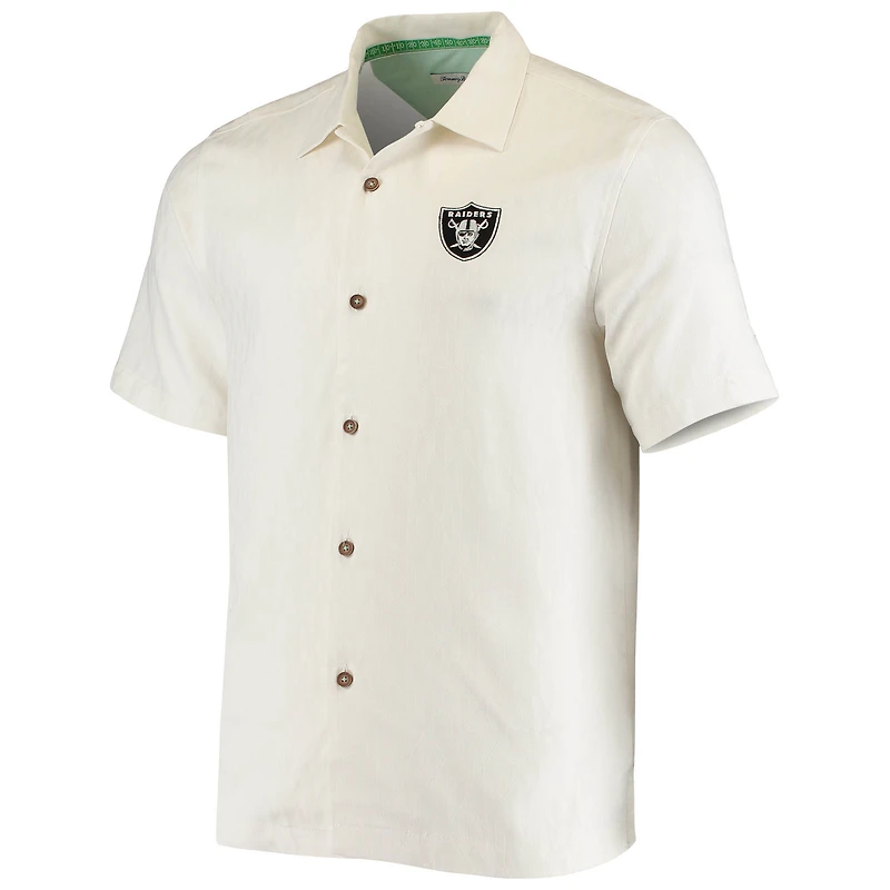 Chemise boutonnée en soie à hayon tropical Tommy Bahama Las Vegas Raiders Sport pour homme, blanc