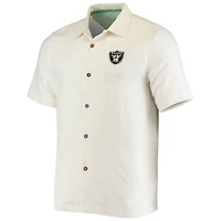 Chemise boutonnée en soie à hayon tropical Tommy Bahama Las Vegas Raiders Sport pour homme, blanc