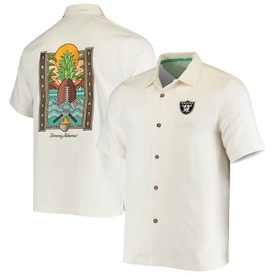 Chemise boutonnée en soie à hayon tropical Tommy Bahama Las Vegas Raiders Sport pour homme, blanc