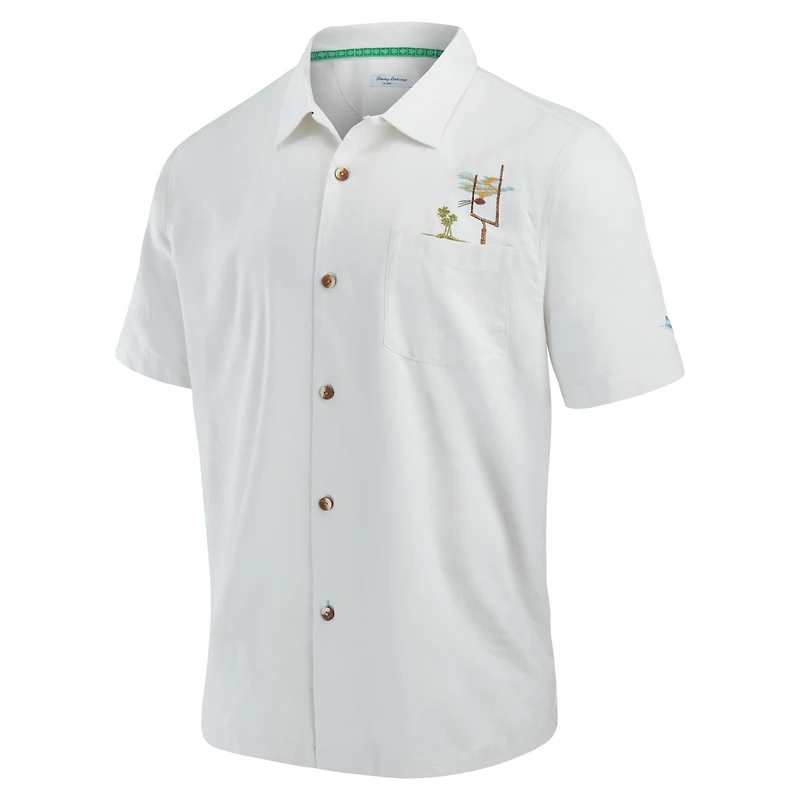 Men's Tommy Bahama White Las Vegas Raiders Tide Breaker IslandZone Camp Button-Up Shirt