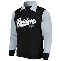 Sweat Tommy Hilfiger noir/argent Las Vegas Raiders Aiden Quarter-Zip pour homme