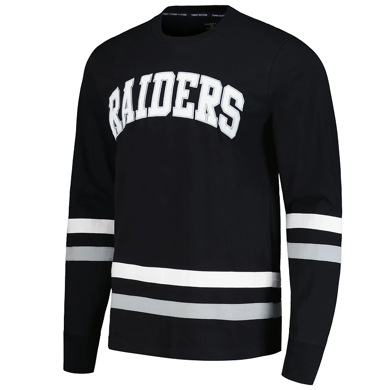 T-shirt à manches longues Tommy Hilfiger pour hommes noir/argent Las Vegas Raiders Nolan