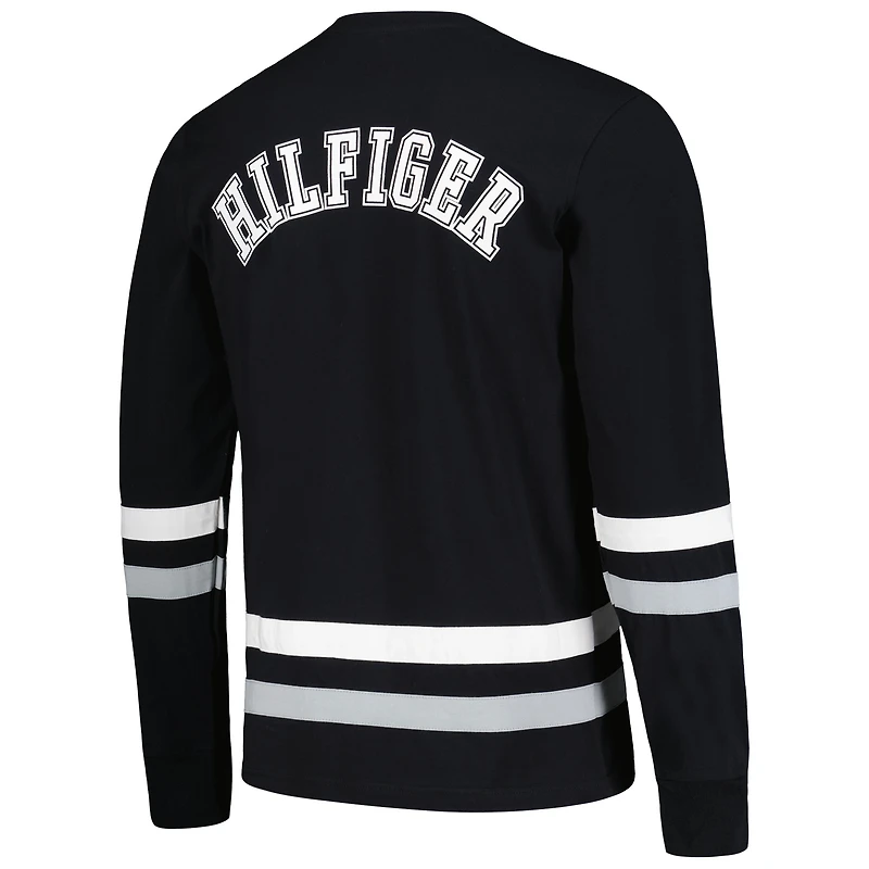 T-shirt à manches longues Tommy Hilfiger pour hommes noir/argent Las Vegas Raiders Nolan