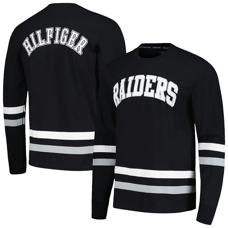 T-shirt à manches longues Tommy Hilfiger pour hommes noir/argent Las Vegas Raiders Nolan
