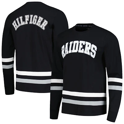 T-shirt à manches longues Tommy Hilfiger pour hommes noir/argent Las Vegas Raiders Nolan