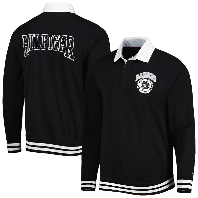 Polo à manches longues Tommy Hilfiger Las Vegas Raiders Cody noir pour homme