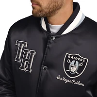 Men's Tommy Hilfiger Black Las Vegas Raiders Dante Full-Snap Satin Jacket