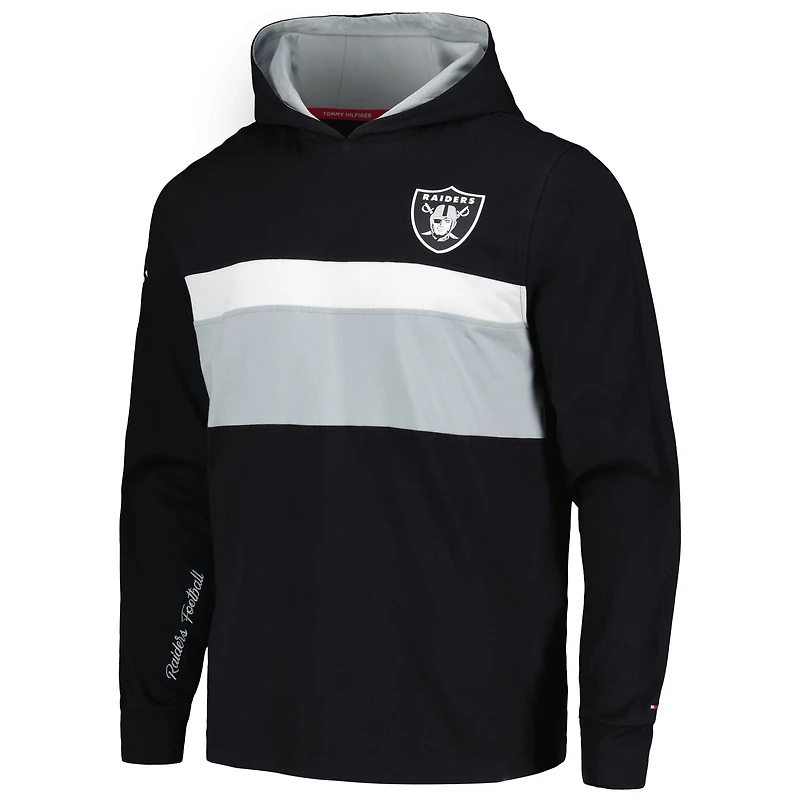 T-shirt à capuche noir manches longues Tommy Hilfiger Las Vegas Raiders Morgan pour hommes