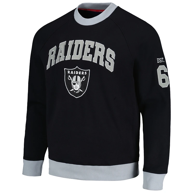 Sweat-shirt Tommy Hilfiger noir Las Vegas Raiders Reese Raglan Tri-Blend pour hommes