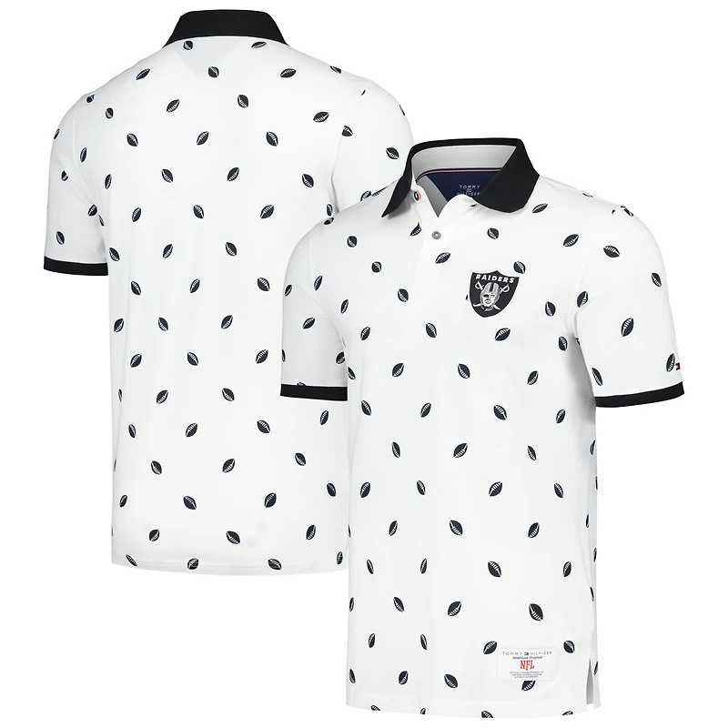 Polo Tommy Hilfiger blanc Las Vegas Raiders Bryce Pique pour hommes