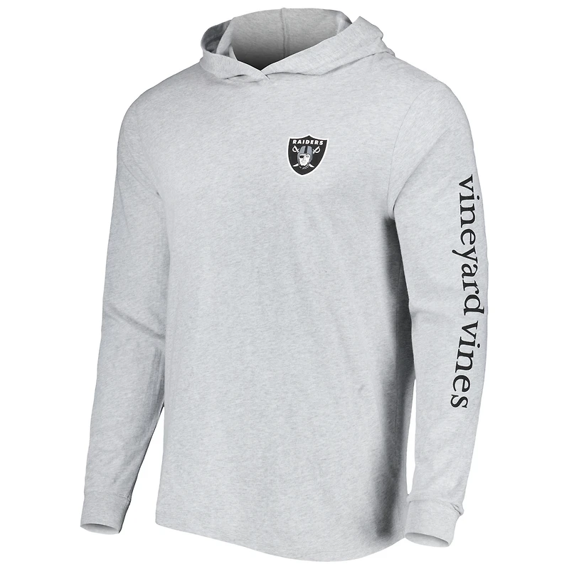 T-shirt à capuche manches longues pour homme Vineyard Vines gris chiné Las Vegas Raiders Local