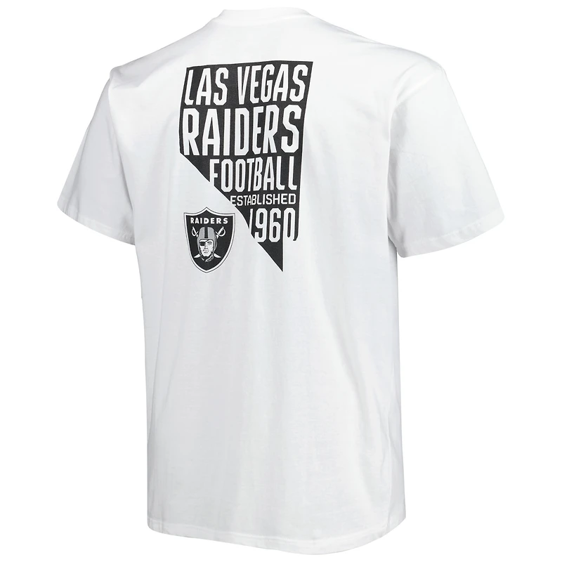 T-shirt blanc Hot Shot de la collection Hometown Fanatics pour hommes des Raiders Las Vegas Big & Tall