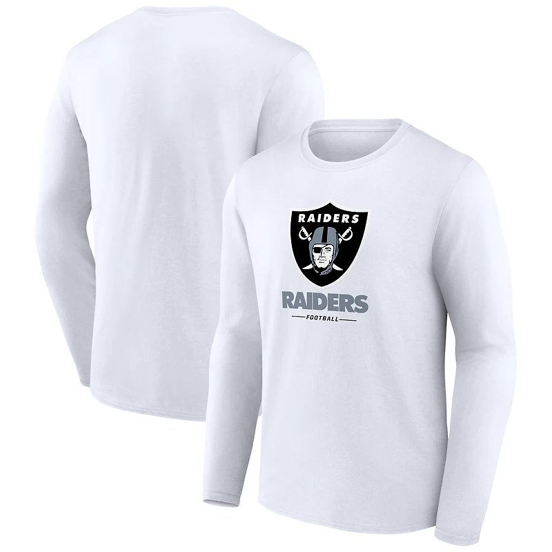 Men's White Las Vegas Raiders Team Lockup Long Sleeve T-Shirt