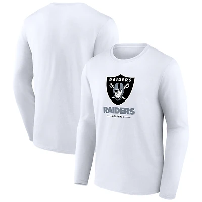 Men's White Las Vegas Raiders Team Lockup Long Sleeve T-Shirt