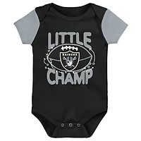 Newborn & Infant Black/Gray Las Vegas Raiders 3-Piece Little Champ Bodysuit Bib Booties - Set