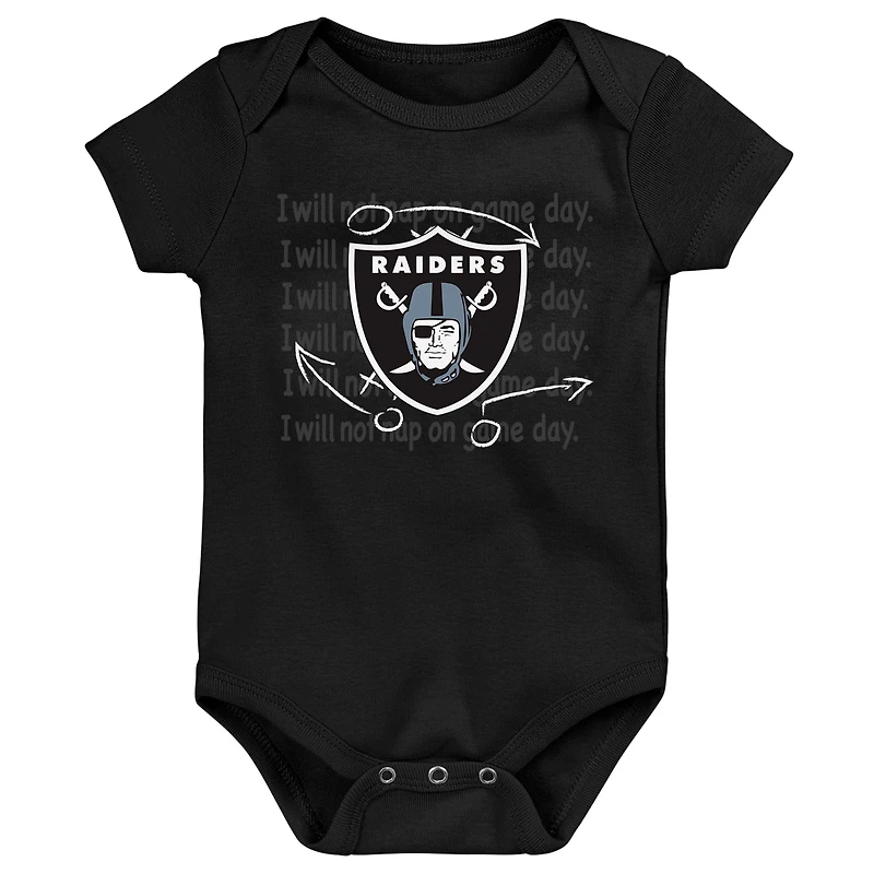 Newborn & Infant Black/White/Heather Gray Las Vegas Raiders Three-Pack Eat, Sleep Drool Retro Bodysuit Set