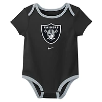 Newborn & Infant Nike Las Vegas Raiders Three-Piece Bodysuit Set