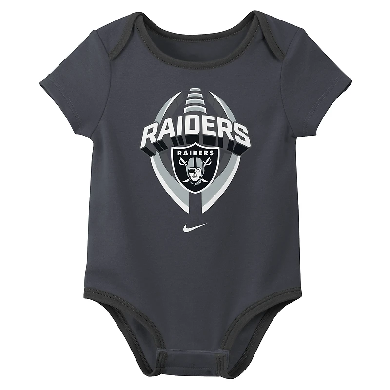 Newborn & Infant Nike Las Vegas Raiders Three-Piece Bodysuit Set