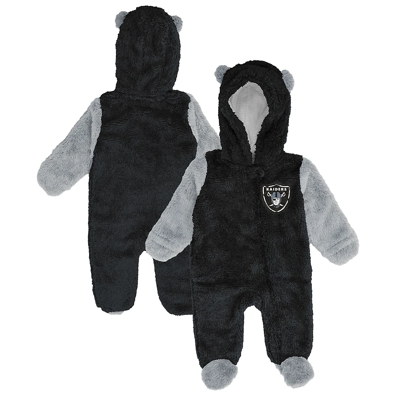 Grenouillère polaire noire à fermeture éclair pour nouveau-né et nourrisson Outerstuff, motif Las Vegas Raiders Stay Napping