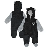 Grenouillère polaire noire à fermeture éclair pour nouveau-né et nourrisson Outerstuff, motif Las Vegas Raiders Stay Napping