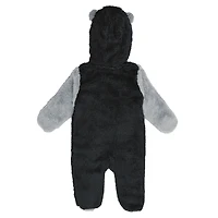 Grenouillère polaire noire à fermeture éclair pour nouveau-né et nourrisson Outerstuff, motif Las Vegas Raiders Stay Napping Teddy