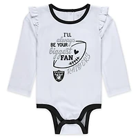 Newborn & Infant WEAR by Erin Andrews Las Vegas Raiders Three-Piece Long Sleeve Bodysuit, Tutu and Sweatpants Set