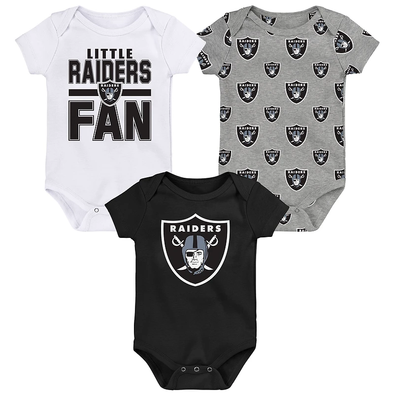 Newborn Outerstuff Las Vegas Raiders Little Tike 3-Piece Bodysuit Set