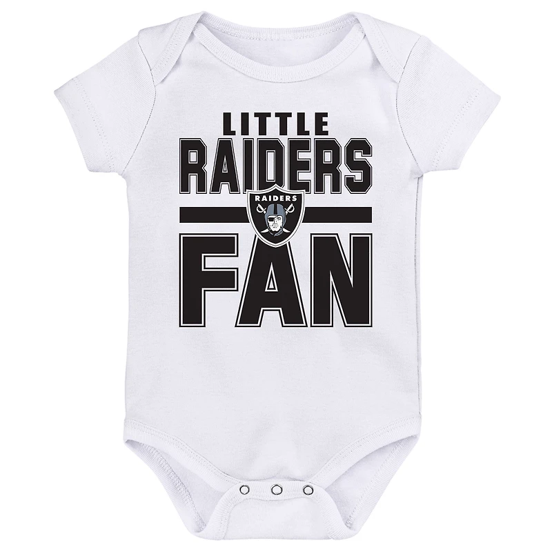 Newborn Outerstuff Las Vegas Raiders Little Tike 3-Piece Bodysuit Set