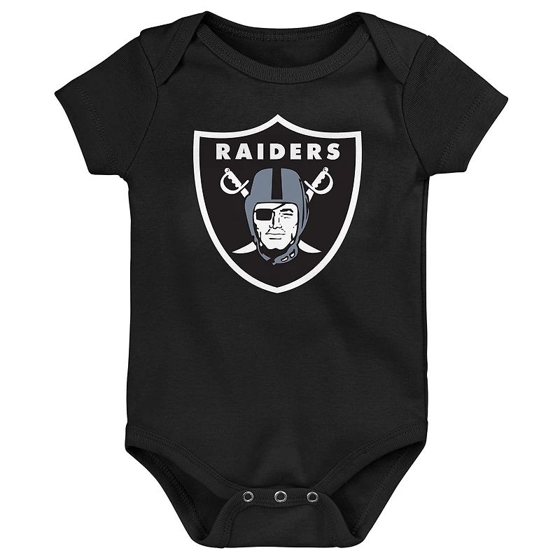 Newborn Outerstuff Las Vegas Raiders Little Tike 3-Piece Bodysuit Set